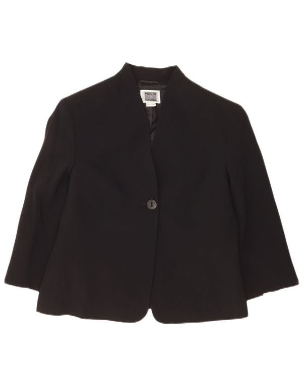 Perte by Krizia Veste blazer à manches 3/4 pour femme 1 bouton UK 14 Noir moyen