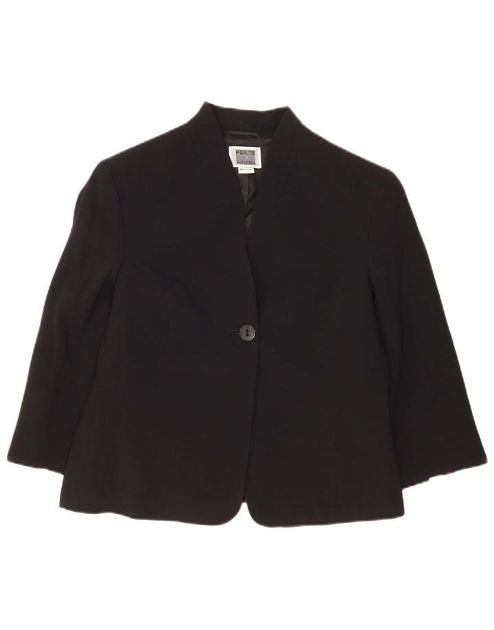 Perte by Krizia Veste blazer à manches 3/4 pour femme 1 bouton UK 14 Noir moyen
