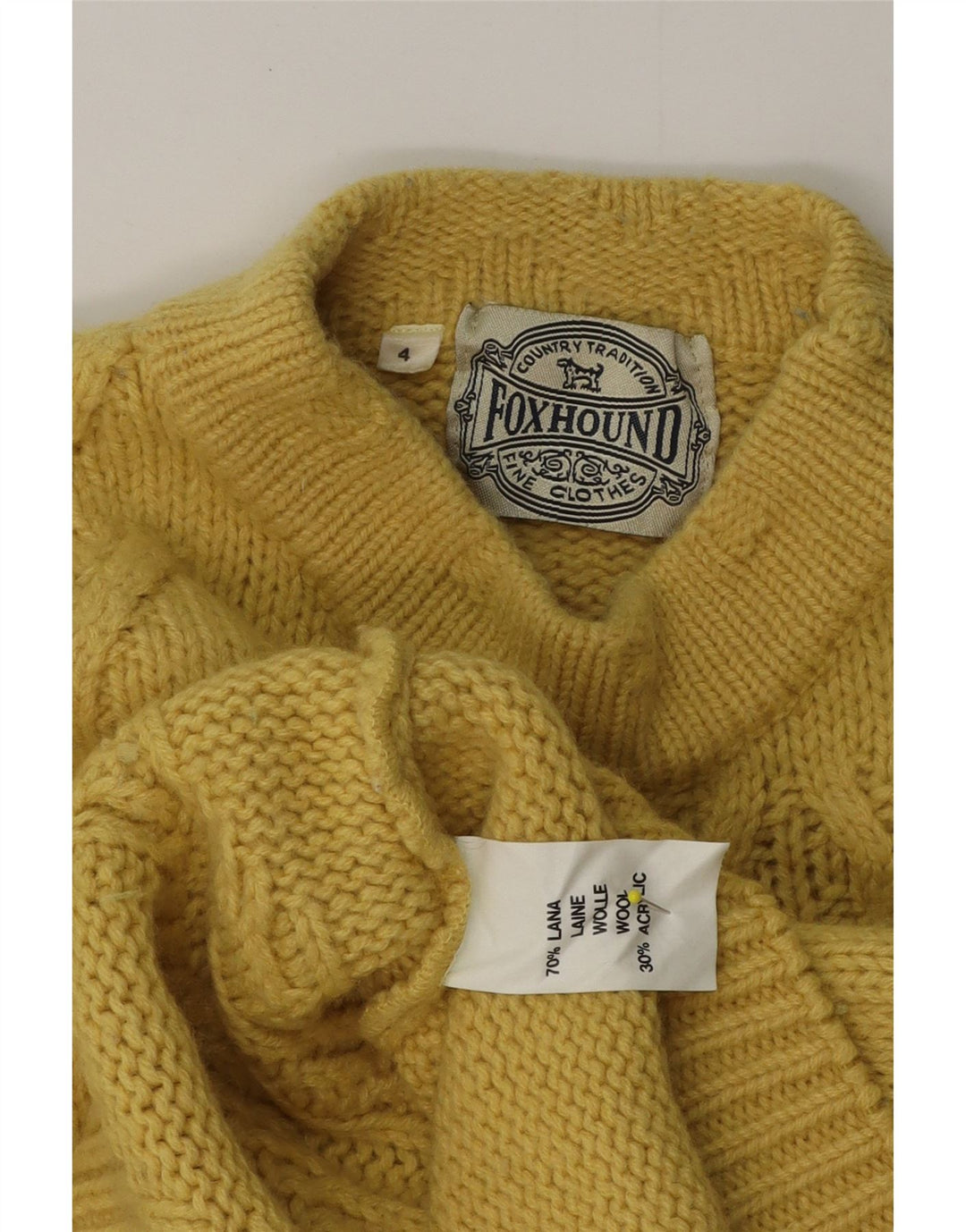 Foxhound Pull Graphique Col Roulé Homme Jaune Moyen Laine