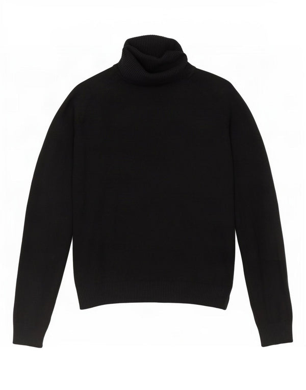 Zara Pull court à col roulé pour femme UK 10 Petit coton noir