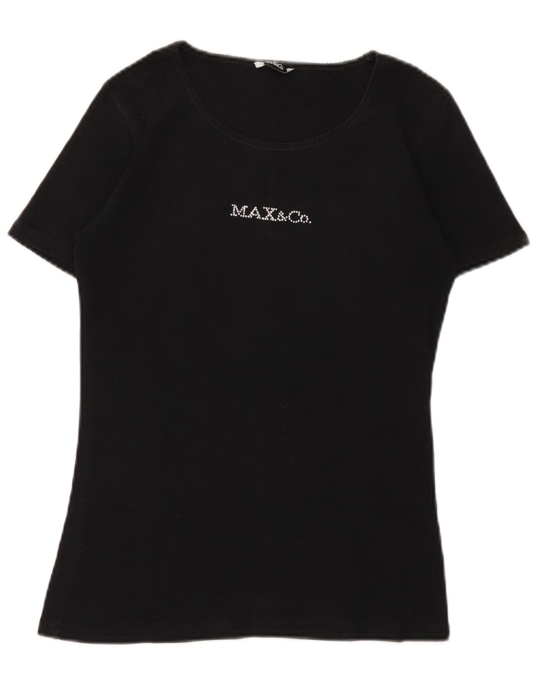 MAX & CO. T-shirt graphique pour femme UK 12, coton noir moyen