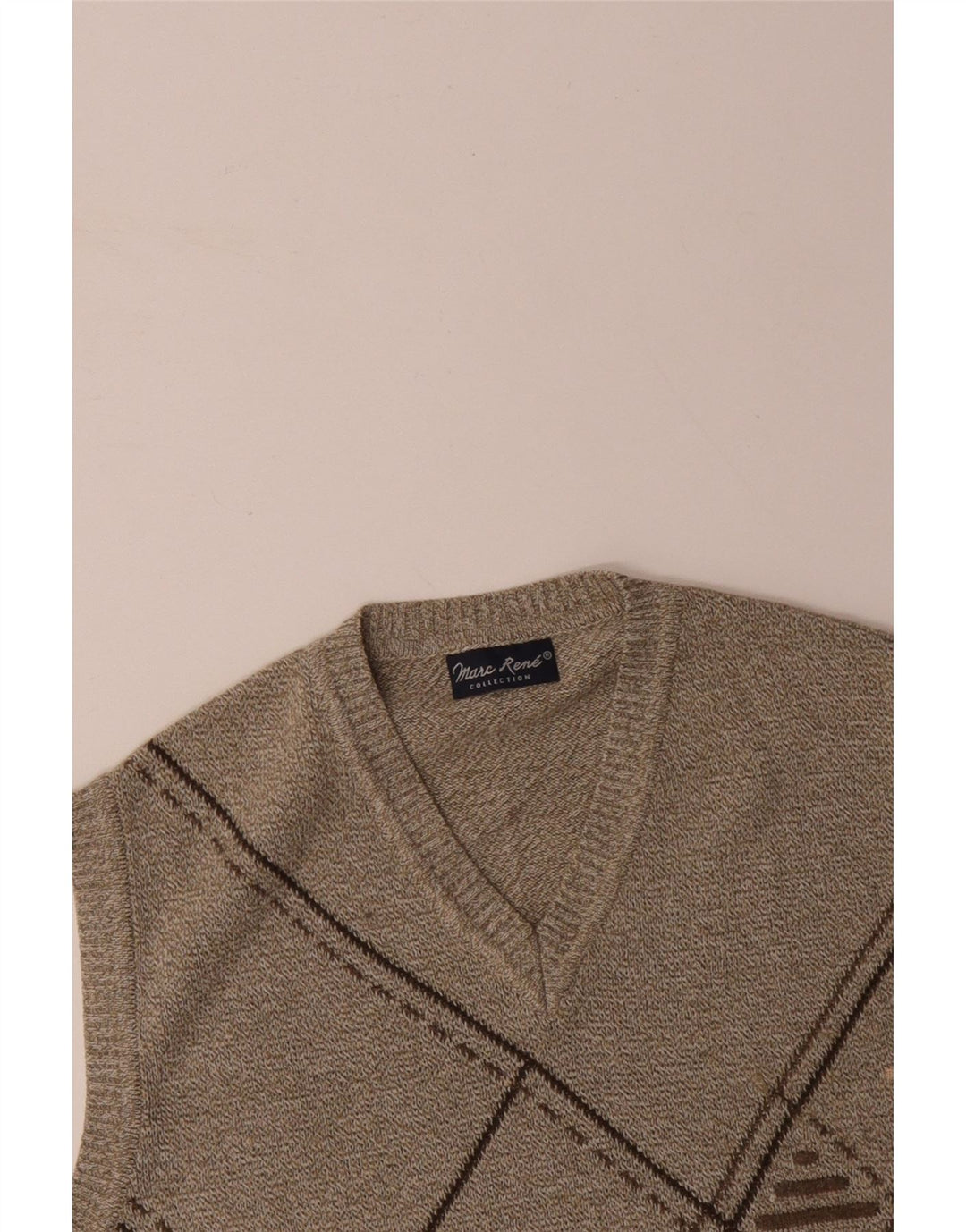 MARC RENE Débardeur Homme IT 48 Beige Moyen Argyle/Diamant Coton