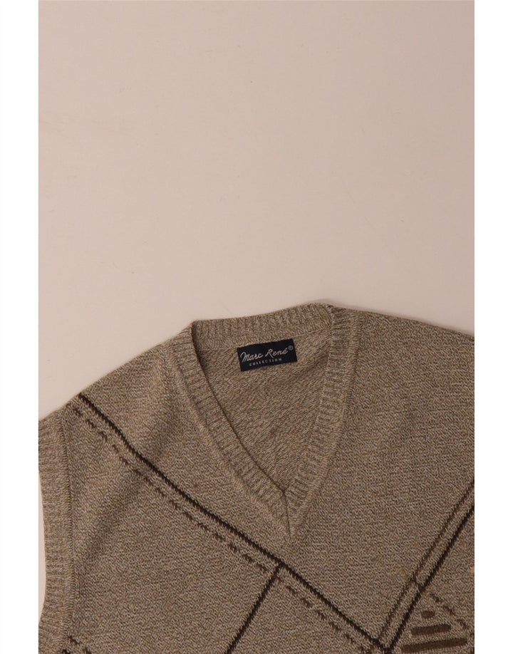 MARC RENE Débardeur Homme IT 48 Beige Moyen Argyle/Diamant Coton
