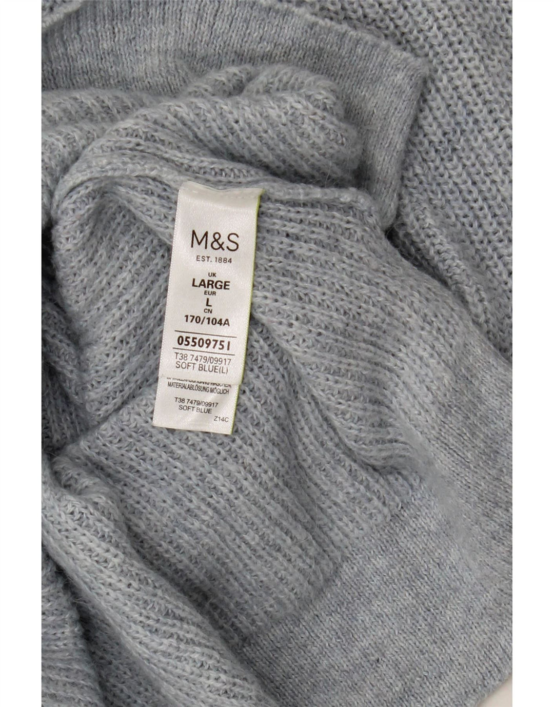 Marks & Spencer Pull col bateau pour femme UK 16 Large Bleu Polyamide
