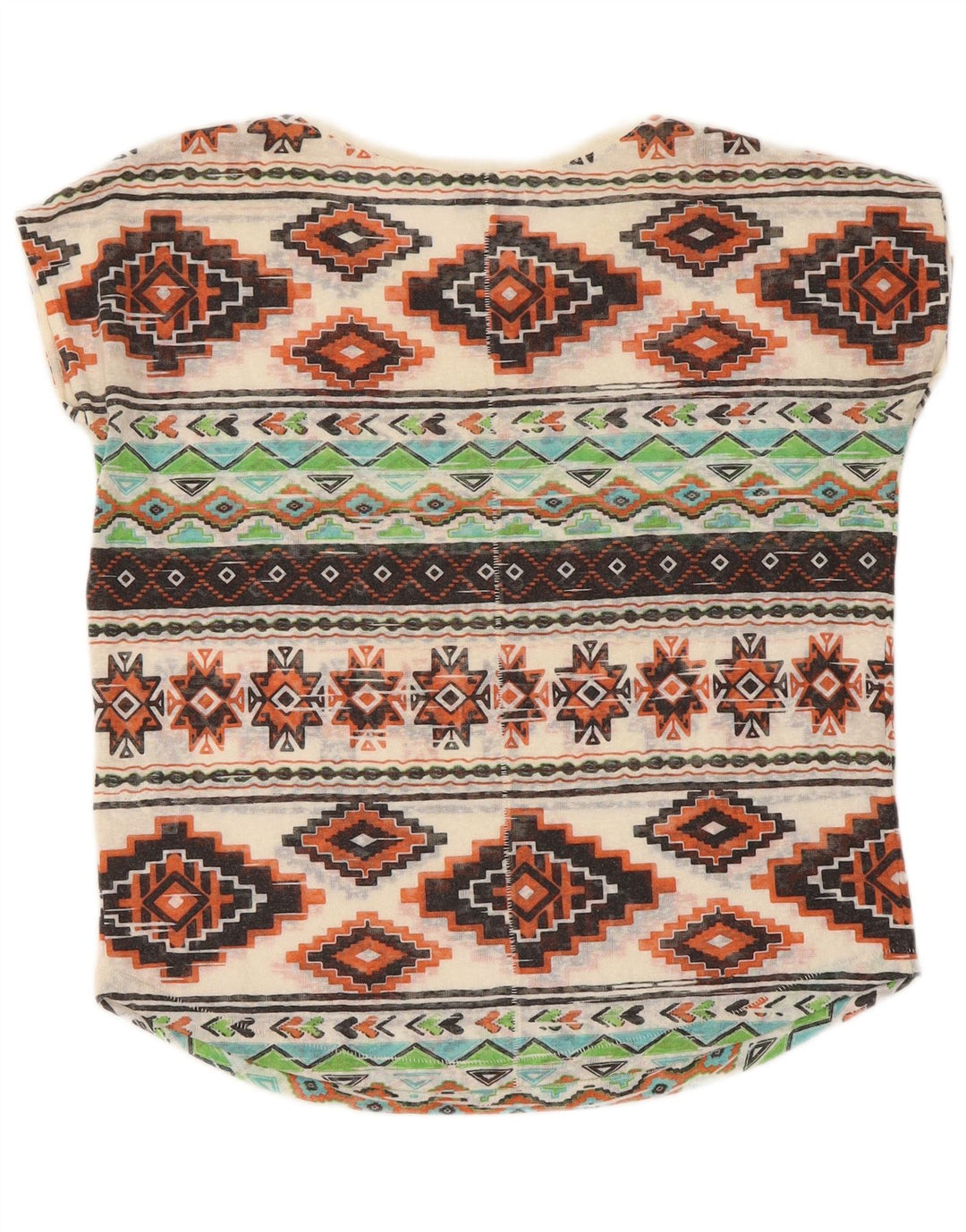 Zara Femme T-Shirt Top UK 44 Medium Multicolore Géométrique Polyester