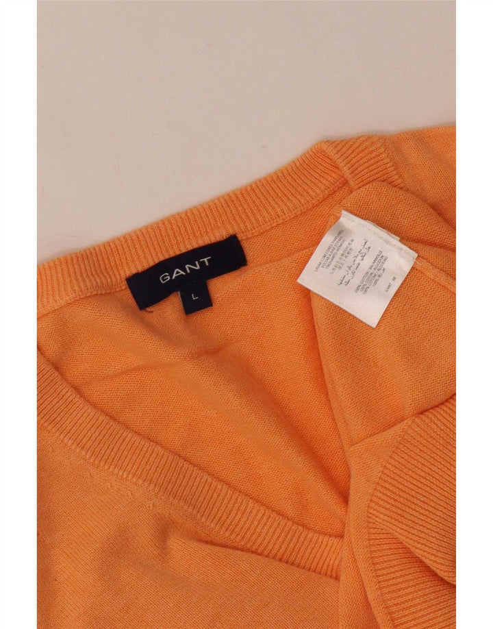Gant Pull col V pour homme en coton Orange Large
