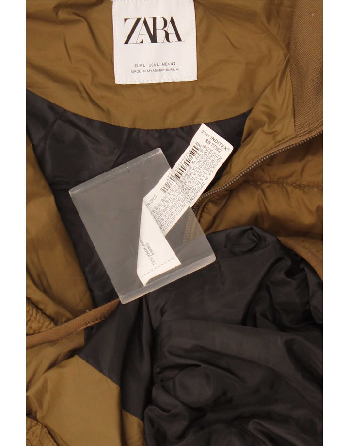Zara Gilet rembourré pour homme UK 40 Large Kaki Polyester