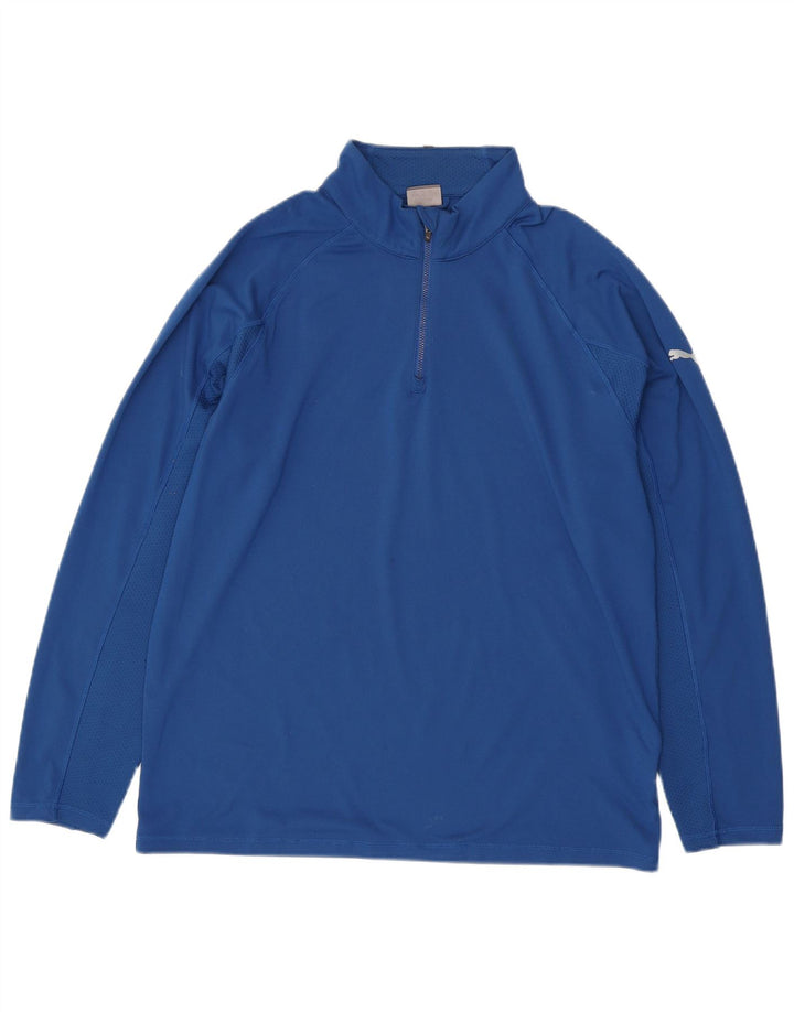 Puma Haut de survêtement zippé à col zippé pour homme, grand bleu, polyester