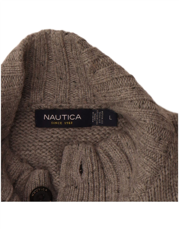 NAUTICA Pull col boutonné pour homme en acrylique gris moucheté