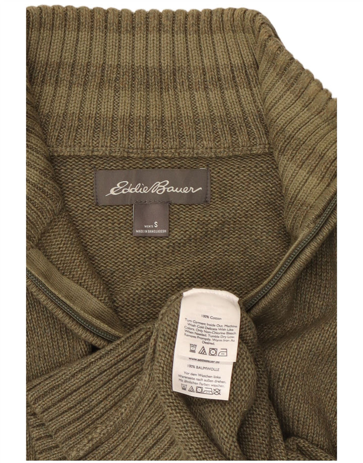 EDDIE BAUER Pull col zippé pour homme Petit coton kaki