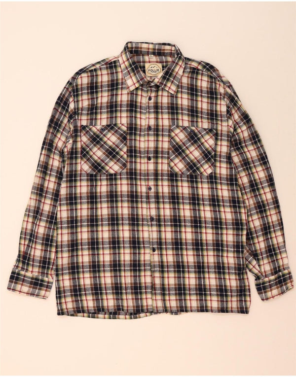 Follie Chemise Homme Taille 43/44 XL Coton à Carreaux Multicolore