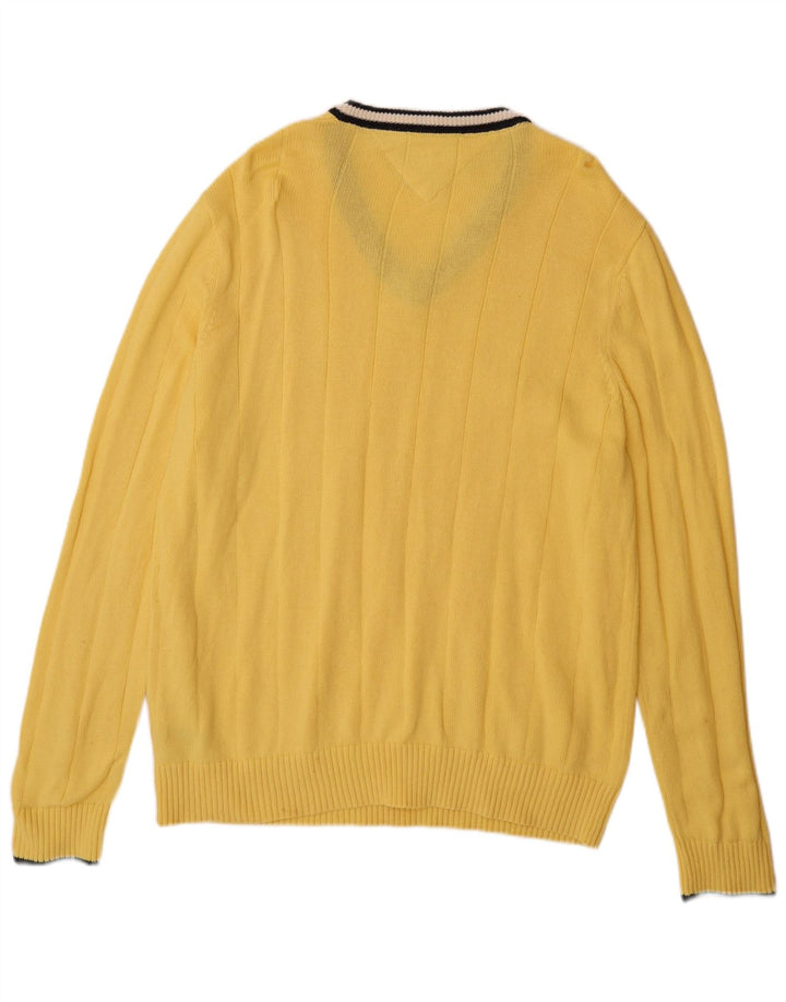 TOMMY HILFIGER Pull col V Homme XL Jaune Coton