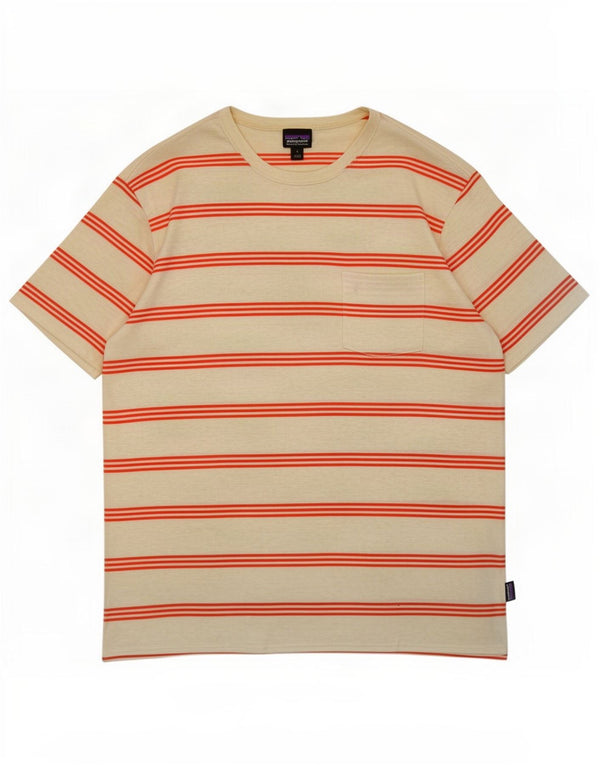 Patagonia T-Shirt Homme Top Large Coton Rayé Jaune