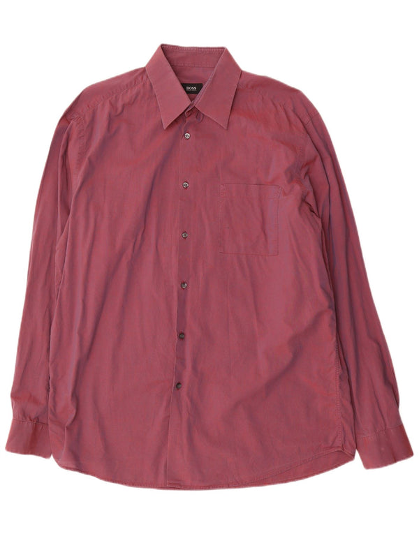 Hugo Boss Mens Shirt Size 41 16 Large Burgundy