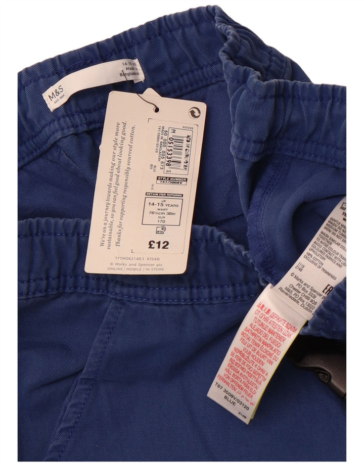 MARKS & SPENCER Short Cargo Garçon 14-15 ans W28 Bleu Coton