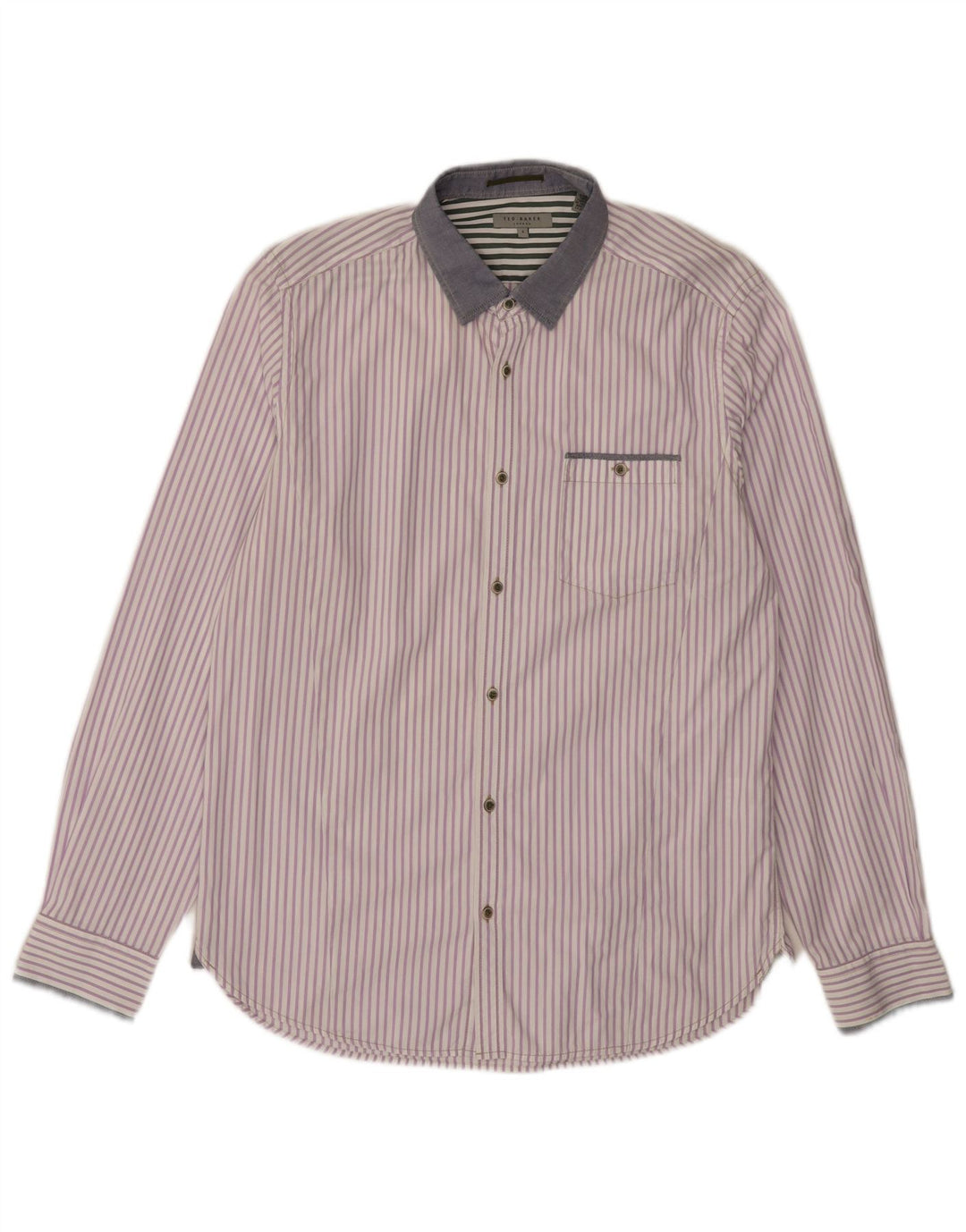 Ted Baker Chemise homme Taille 4 Grand coton à fines rayures violet