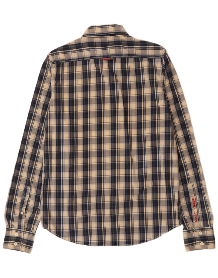 SUPERDRY Chemise Homme Grand Carreau Bleu Marine Coton