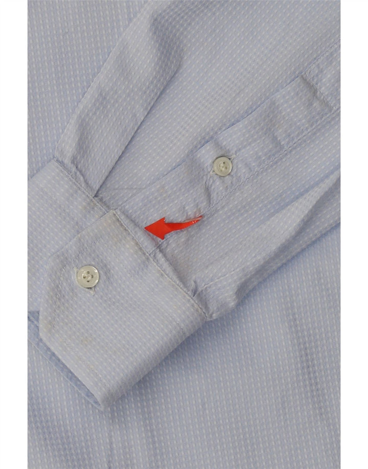 Roccobarocco Chemise homme Taille 41 16 Grand coton tacheté bleu
