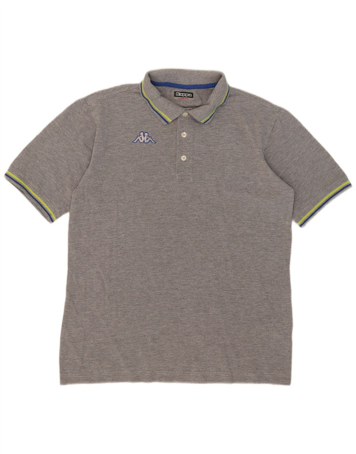 Kappa Polo Homme Large Gris Rayé Coton