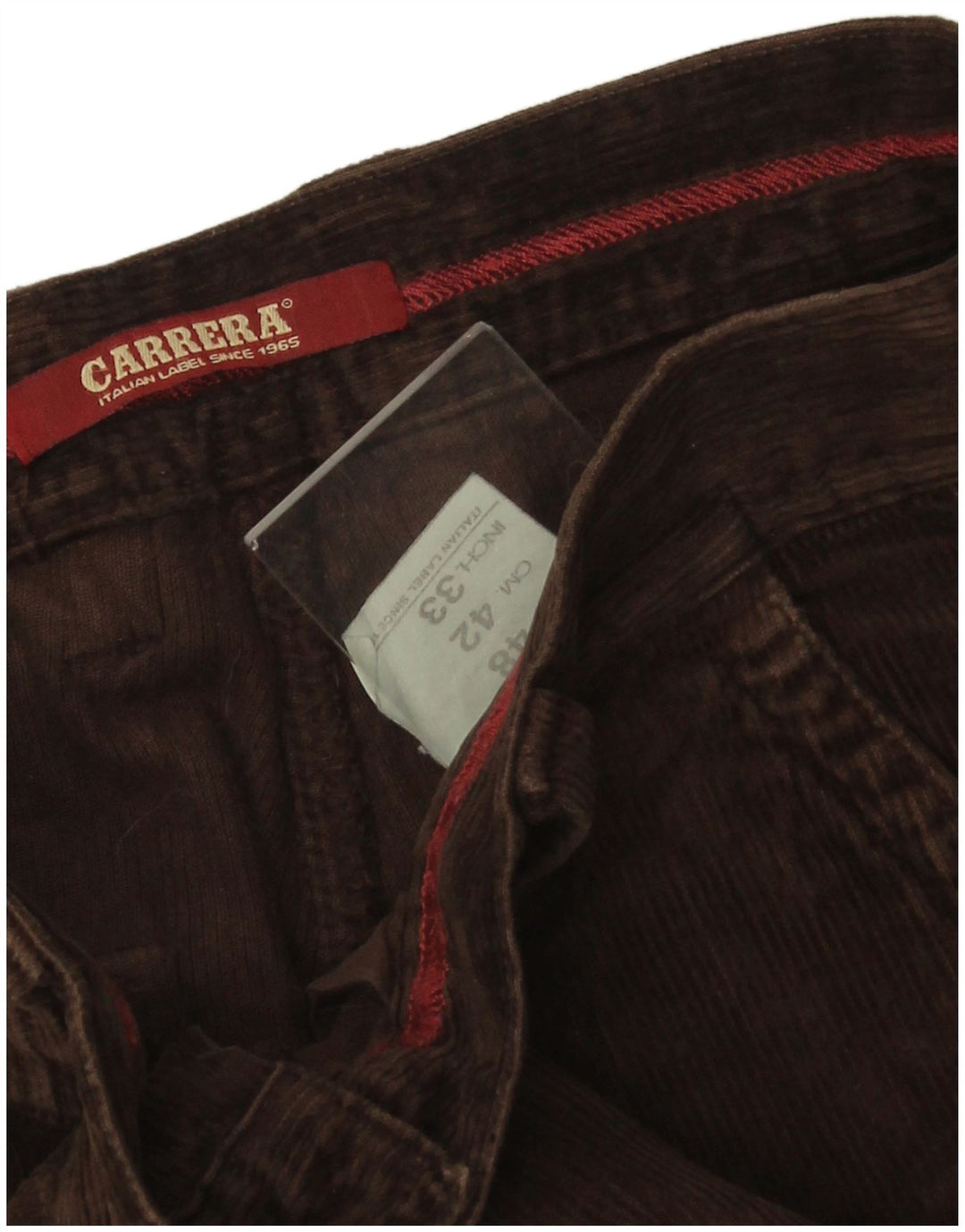 CARRERA Pantalon droit en velours côtelé pour homme IT 48 Medium W32 L30 Marron Coton