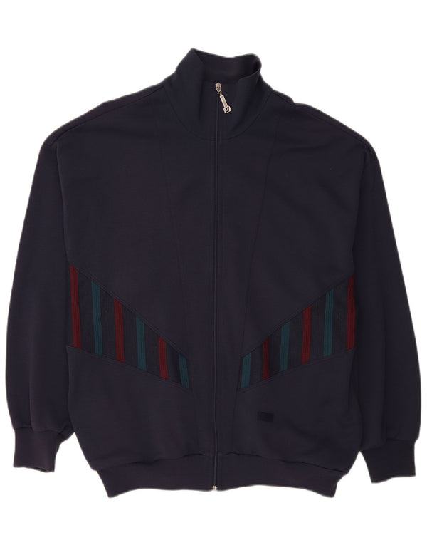 Schneider Veste de survêtement pour homme Large Bleu marine Géométrique Polyacrylique