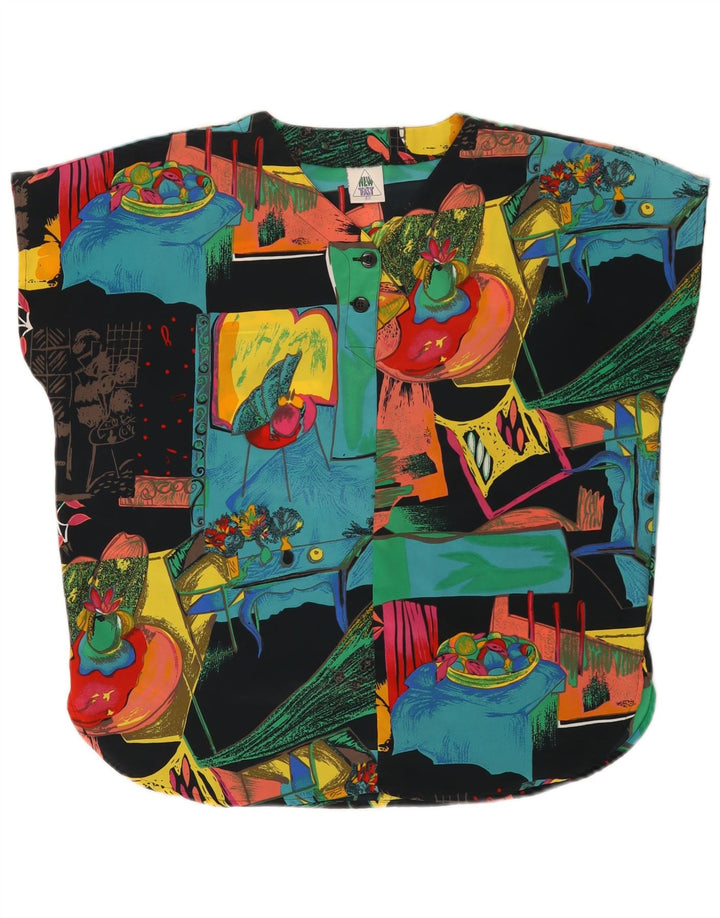 NOUVEAU FAST Chemisier à motif abstrait pour femme EU 42 Grand Noir Polyester