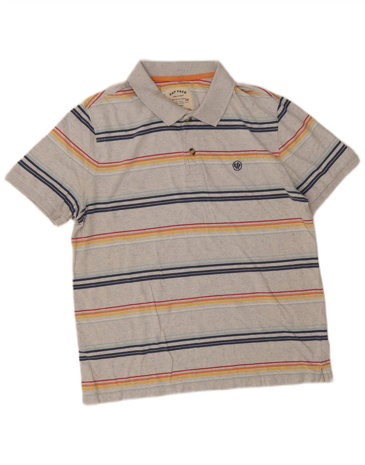 Fat Face Polo Homme Large Gris Rayé Coton