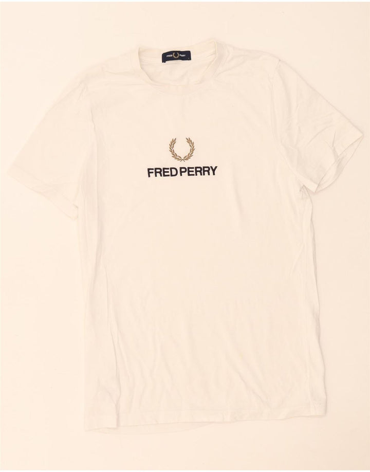 Fred Perry T-shirt graphique pour homme Petit coton blanc