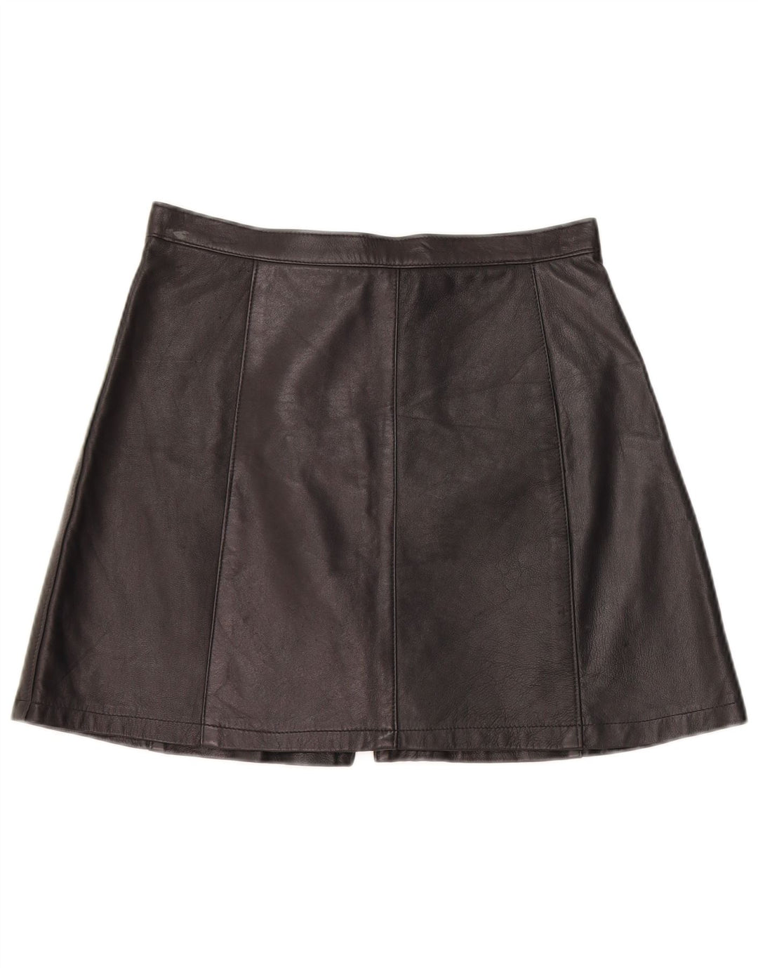 vintage Femme Mini Jupe En Cuir W28 Moyen Noir