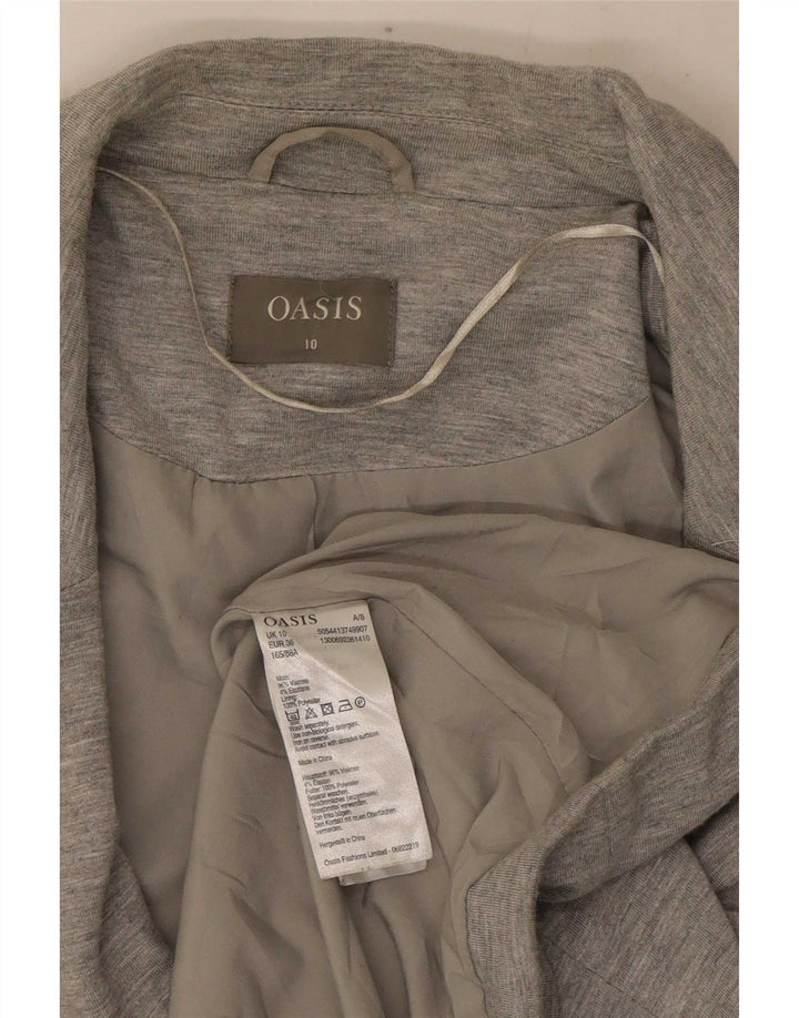 Oasis Veste Blazer 1 Bouton Femme UK 10 Petit Gris Moucheté Viscose