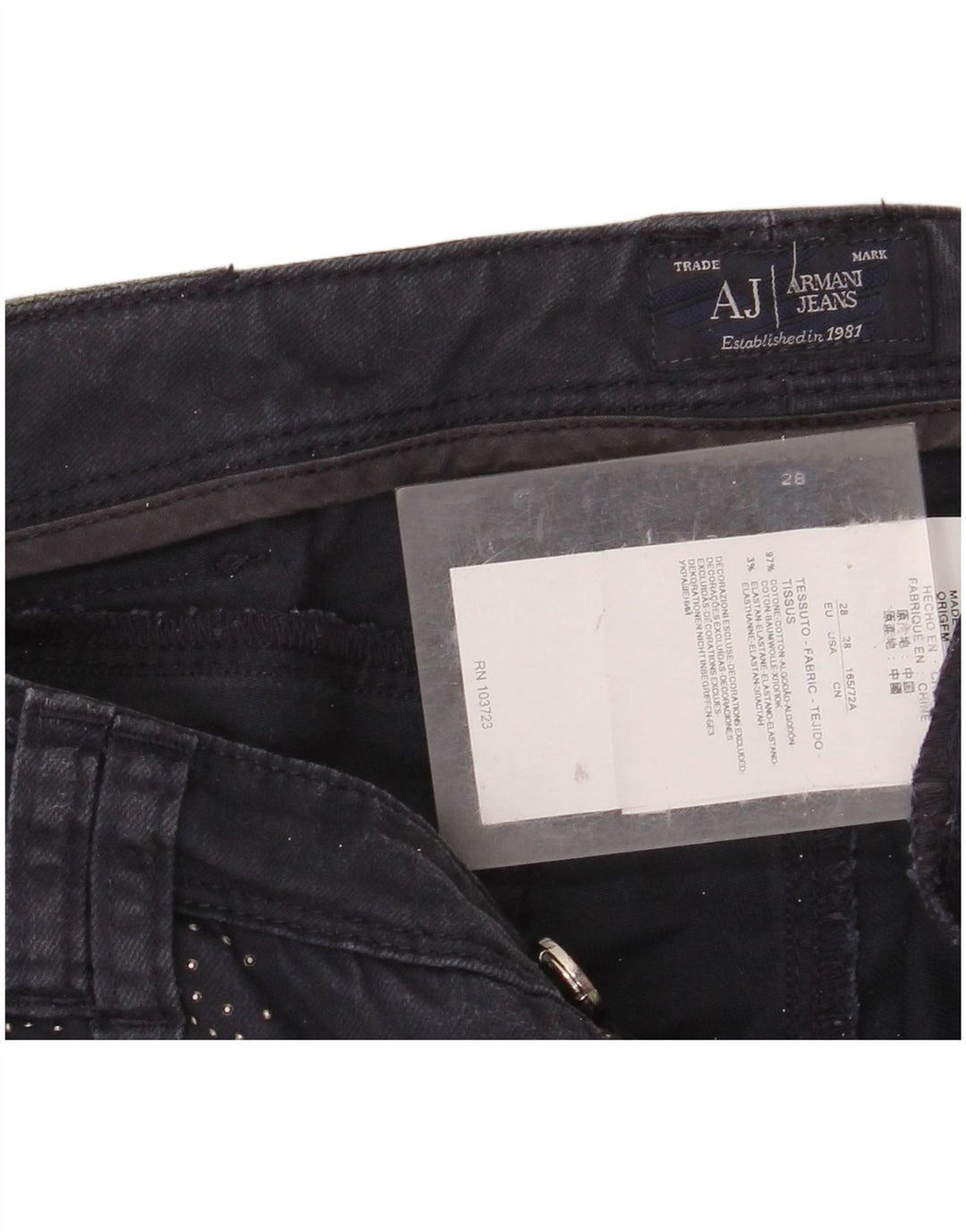 ARMANI Jean Skinny Femme W28 L30 Bleu Marine Coton
