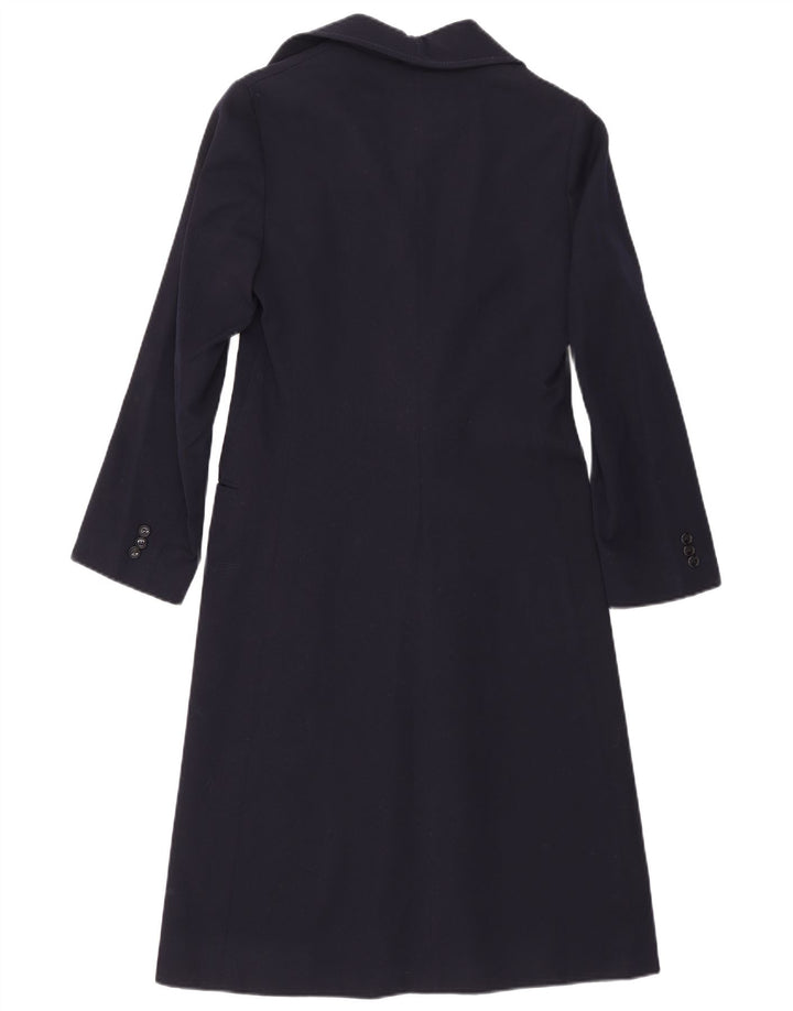 vintage Womens Open Overcoat UK 8 Petit Bleu Marine