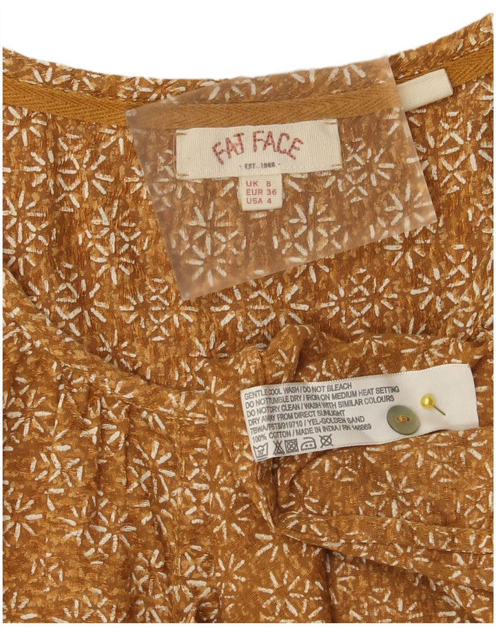 Fat Face Chemise pull à manches 3/4 pour femme UK 8 Petit coton floral marron