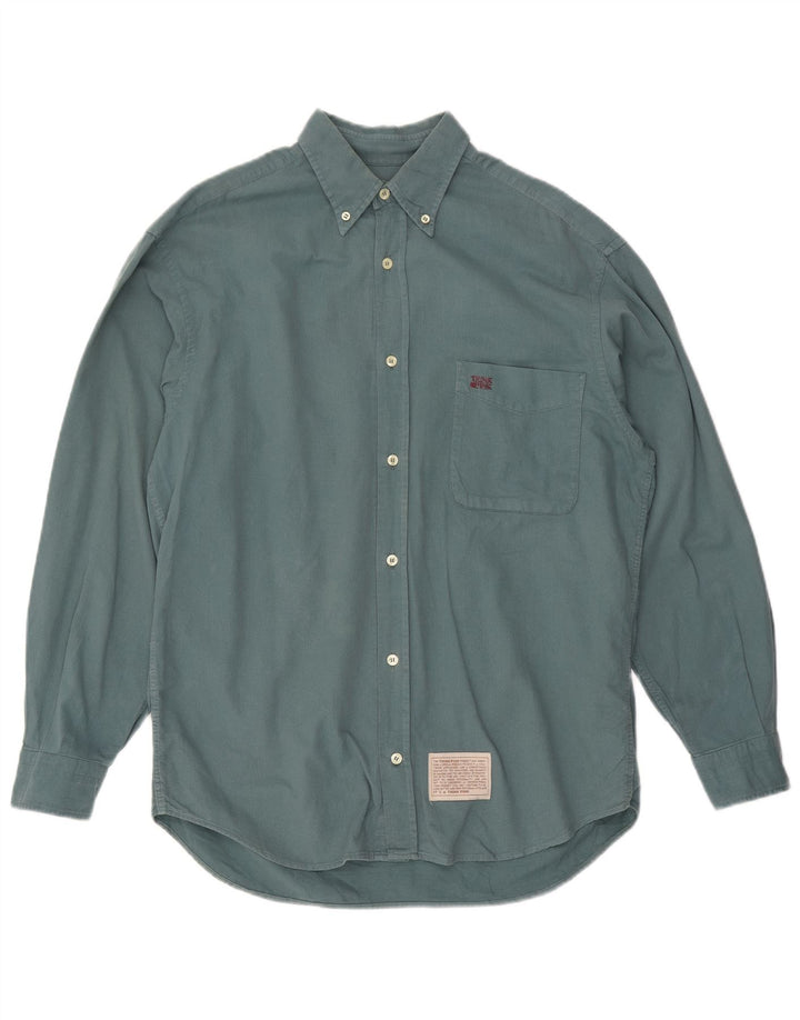 THINK PINK Chemise Homme Taille 39 15 1/2 Coton Vert Moyen