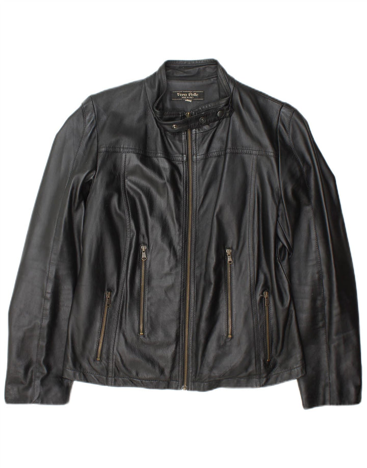 veste en cuir femme vintage IT 46 Grand cuir noir