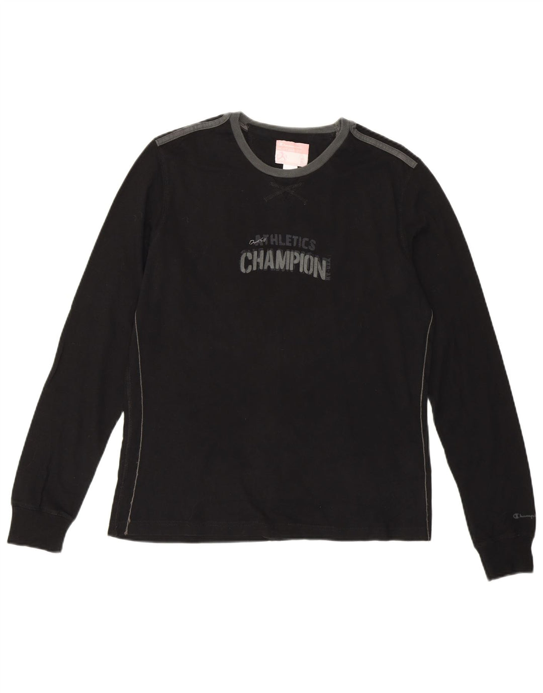 CHAMPION T-shirt graphique Heritage Fit pour femme UK 14 Large Noir Coton