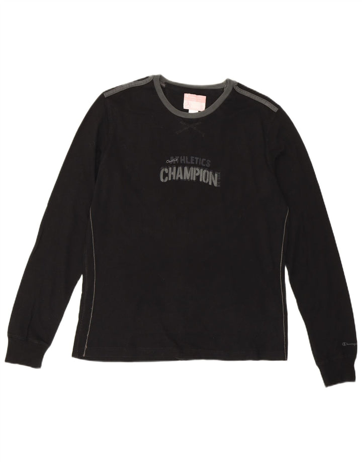 CHAMPION T-shirt graphique Heritage Fit pour femme UK 14 Large Noir Coton