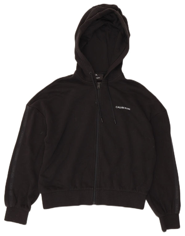 Calvin Klein Pull à capuche zippé surdimensionné pour femme UK 6 XS Coton noir