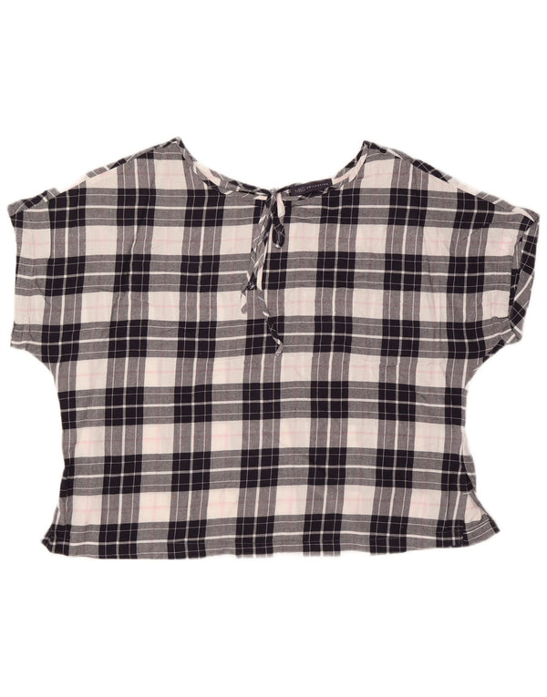 Marks & Spencer Chemisier court pour femme UK 18 XL Bleu marine à carreaux en coton