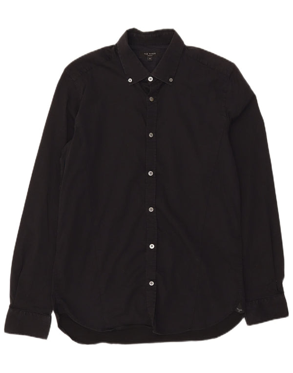 Ted Baker Mens Shirt Size 3 Medium Black Cotton