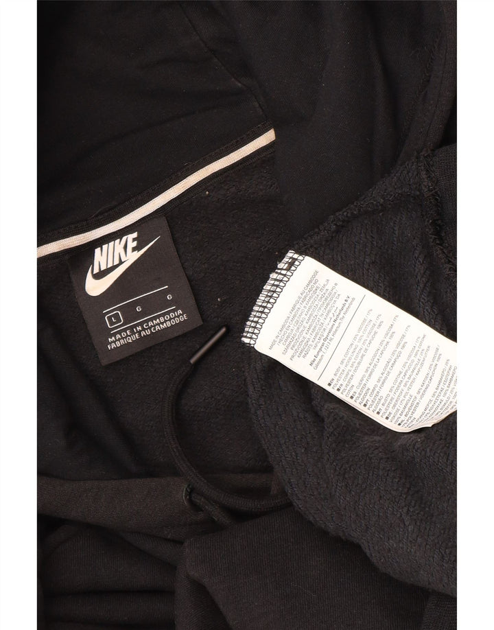NIKE Mens Hoodie Jumper Large Black Cotton