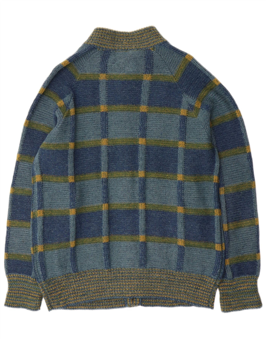 vintage Mens Cardigan Sweater IT 52 Grand Chèque Bleu