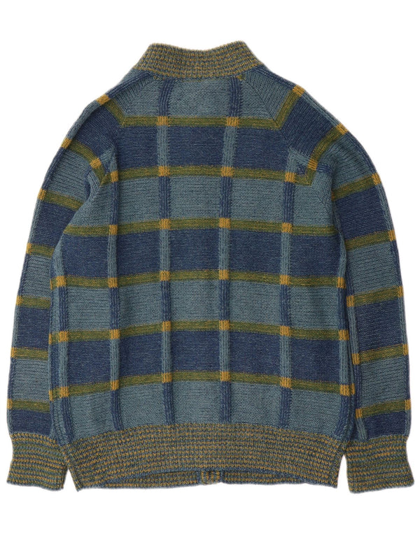 vintage Mens Cardigan Sweater IT 52 Grand Chèque Bleu