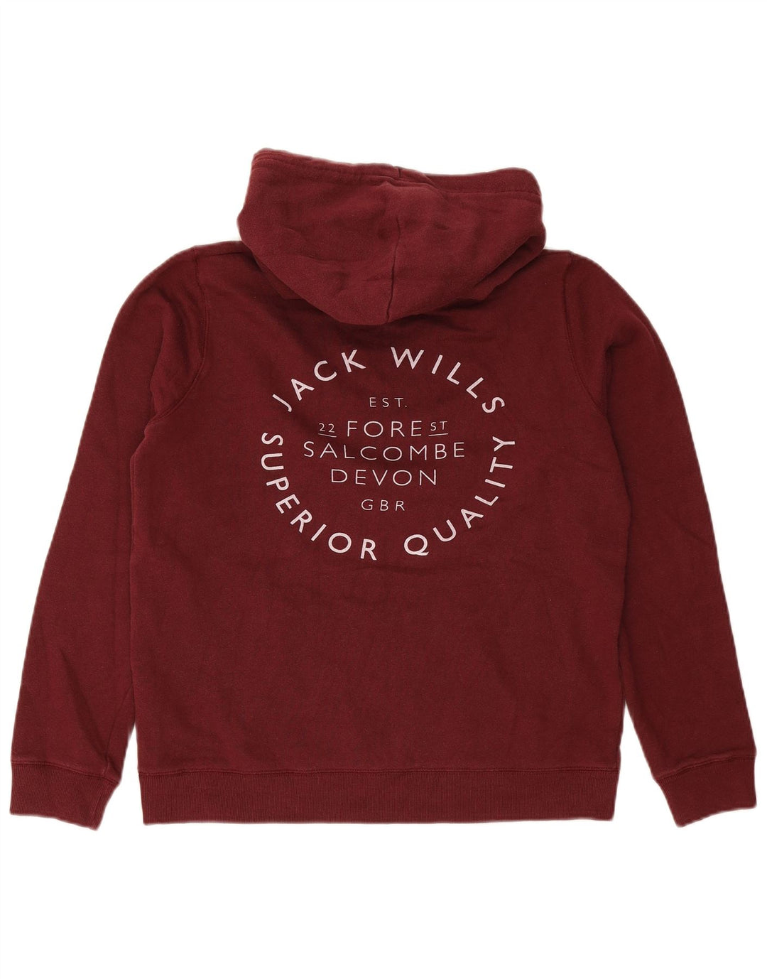JACK WILLS Pull à capuche graphique pour femme UK 12 en coton bordeaux moyen