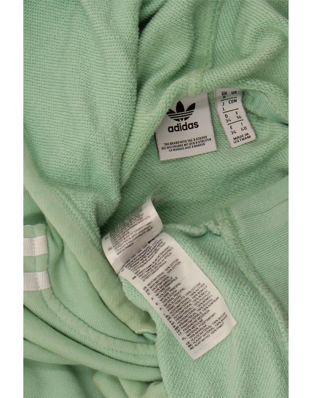 ADIDAS Pull à capuche court surdimensionné pour femme UK 8 Petit coton vert