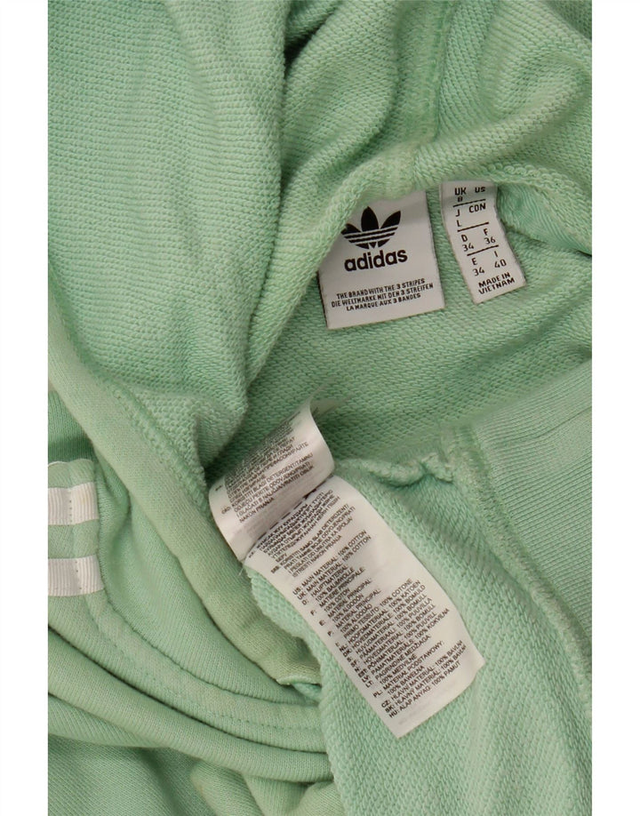 ADIDAS Pull à capuche court surdimensionné pour femme UK 8 Petit coton vert