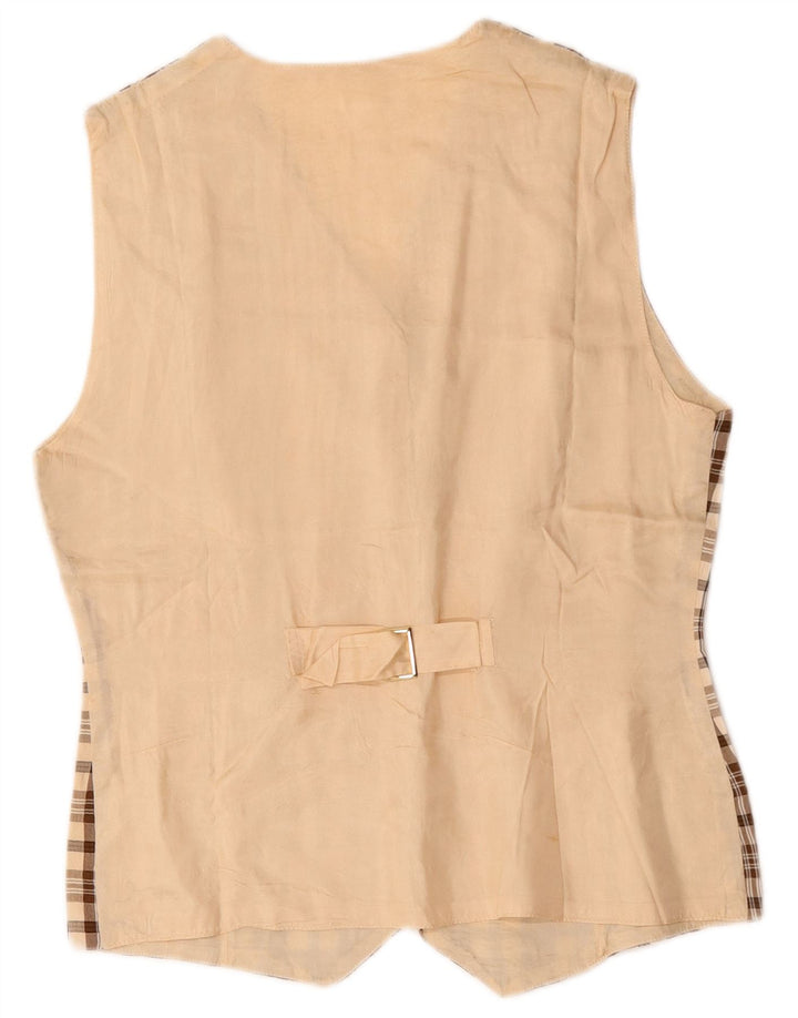 gilet femme vintage UK 12 Medium Beige Check