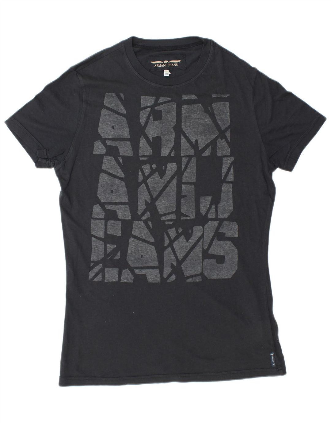 ARMANI JEANS T-Shirt Graphique Homme Grand Noir Coton