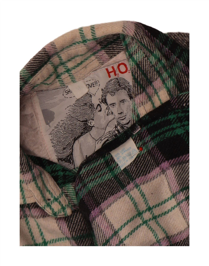 vintage Chemise en flanelle pour hommes Laine à carreaux multicolore moyen