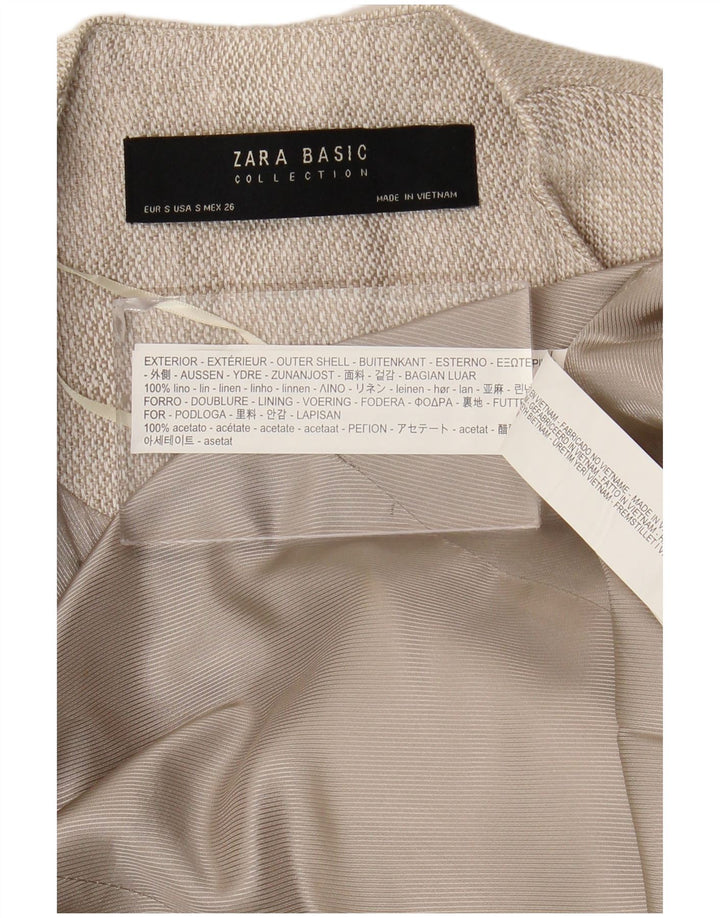 Zara Womens Open Overcoat UK 10 Petit Lin Beige